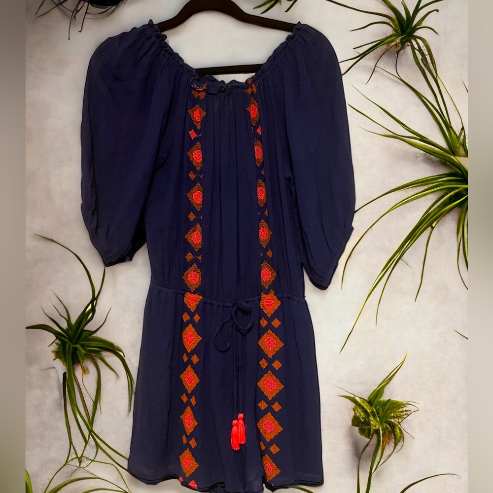 Japna Embroidered Summer Navy Romper
